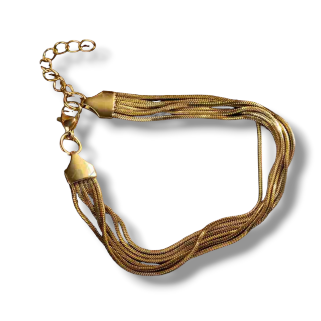 PULSERA ACERO DORADO COLA DE RATON MÚLTIPLE FILAS
