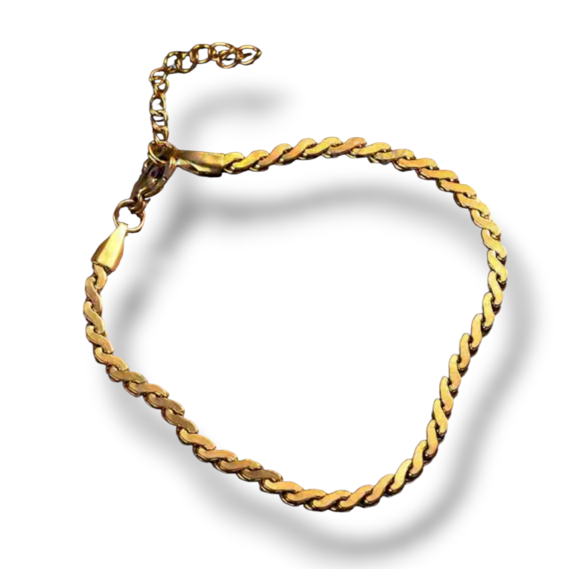 PULSERA ACERO DORADO TRENZA CHATA