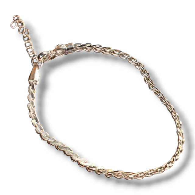PULSERA ACERO BLANCO TRENZA CHATA