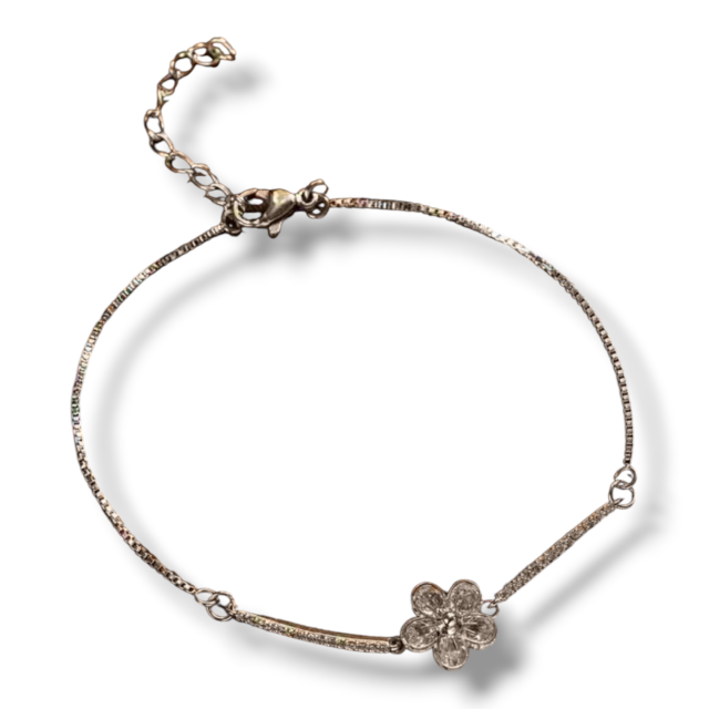 PULSERA ACERO FLOR CRISTAL
