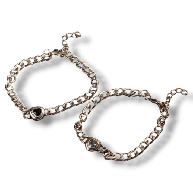 PULSERA ACERO ESLABONES CON DIJE CORAZÓN 