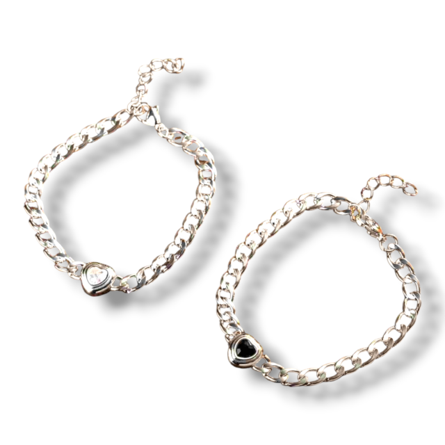PULSERA ACERO BLANCO ESLABONES DIJE CORAZON