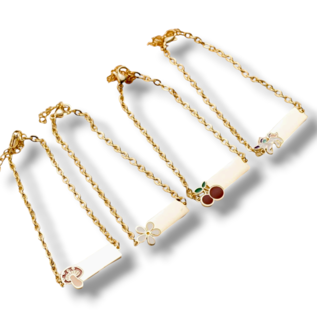 PULSERA ACERO DORADO CHAPA PARA GRABAR MODELO INFANTIL 