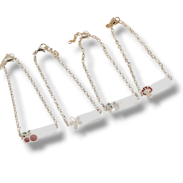 PULSERA ACERO BLANCO CHAPA PARA GRABAR MODELO INFANTIL 