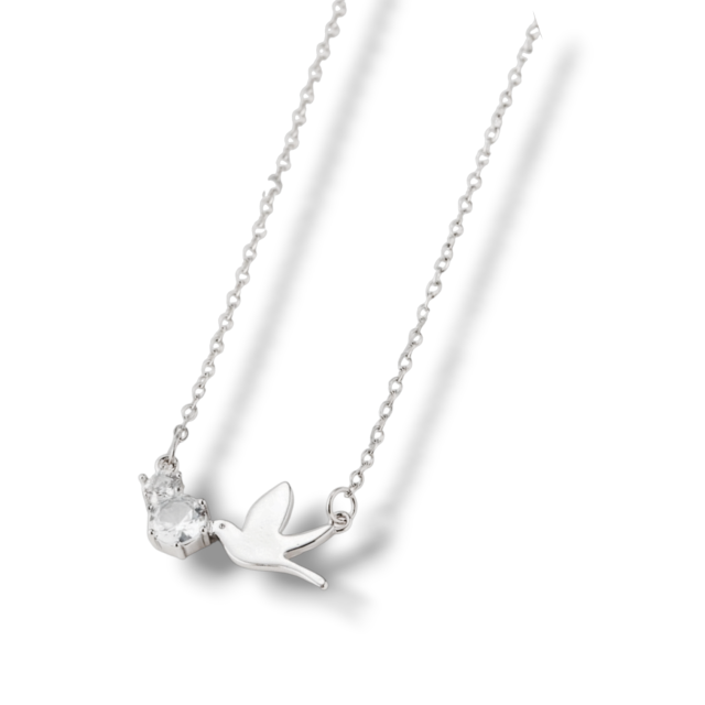 COLLAR ACERO  DIJE COLIBRÍ CUBIC