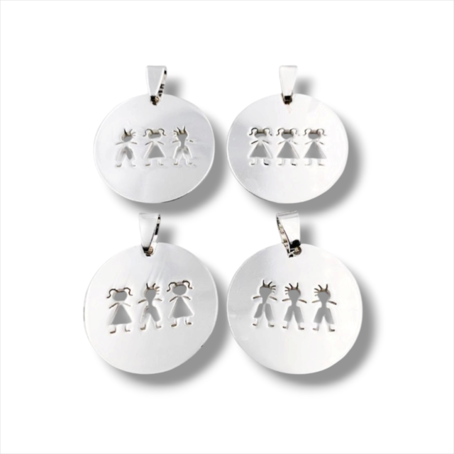 DIJE ACERO BLANCO REDONDO NENES X4