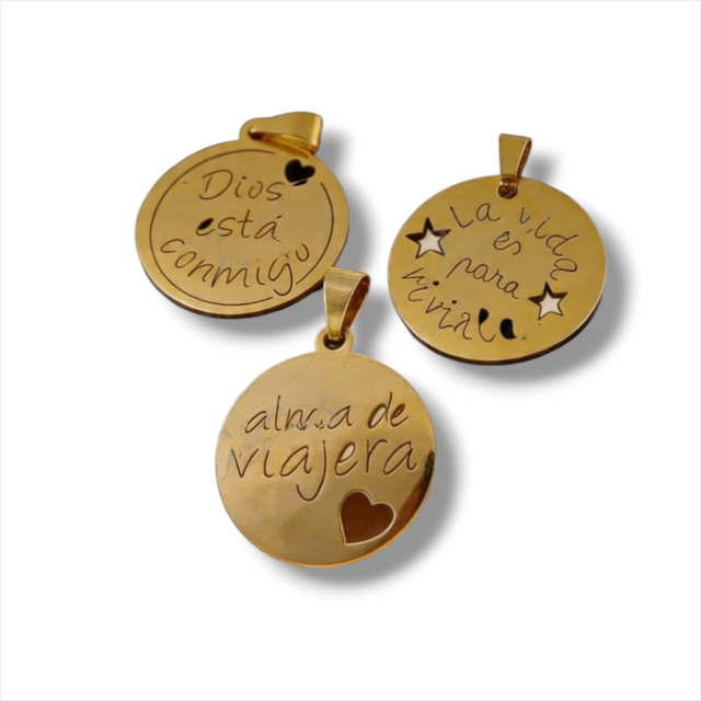 DIJES ACERO DORADO FRASES X 3