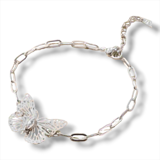 PULSERA ACERO BLANCO MARIPOSA
