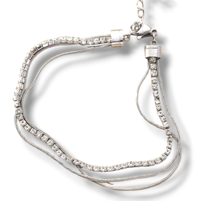 PULSERA ACERO TRIPLE STRASS