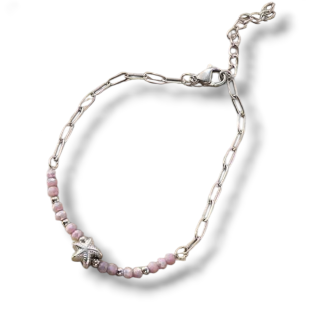 PULSERA ACERO CRISTAL DIJE ESTRELLA DE MAR COLOR SURTIDO 