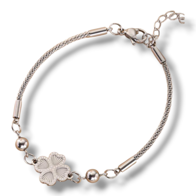 PULSERA ACERO DIJE TRÉBOL 