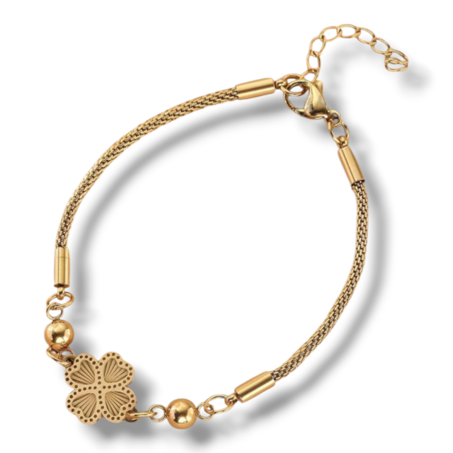 PULSERA ACERO DORADO TREBOL