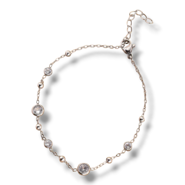 PULSERA ACERO CUBICS BOLITAS