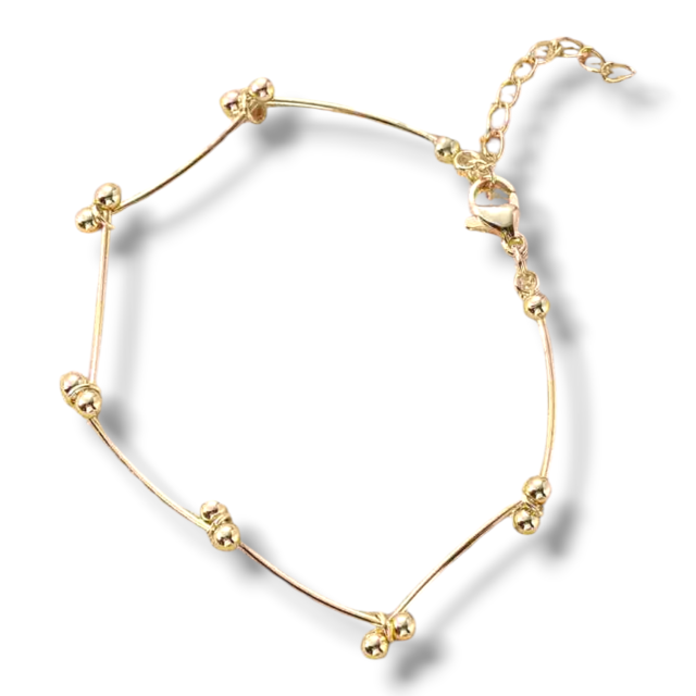 PULSERA ACERO DORADO DISEÑO BOLITAS