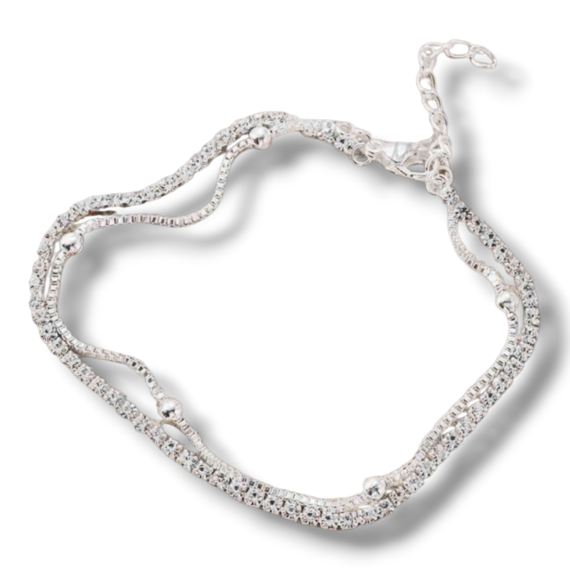 PULSERA ACERO BLANCO DOBLE CON STRASS