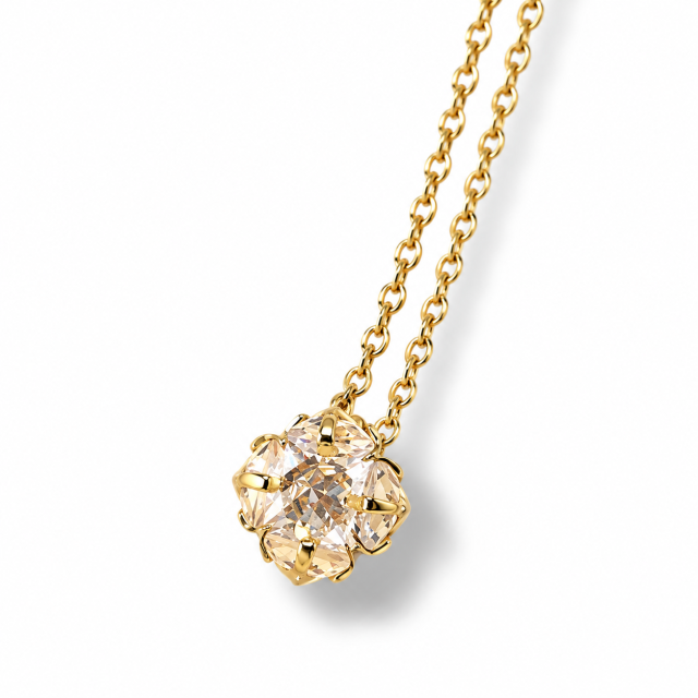 COLLAR ACERO DORADO DIJE CUBIC 