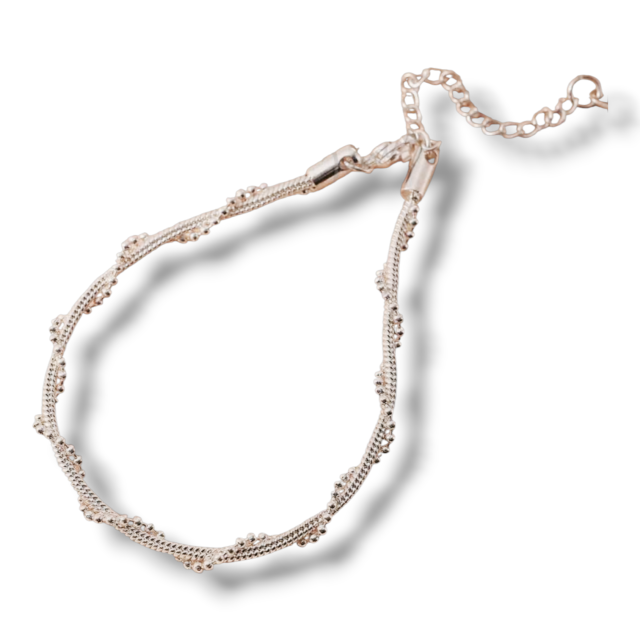 PULSERA ACERO BLANCO DOBLE ENTRELAZADA