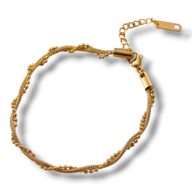 ACERO DORADO PULSERA DOBLE ENTREZADA