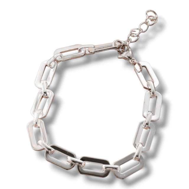 PULSERA ACERO BLANCO ESLABONES ANCHOS