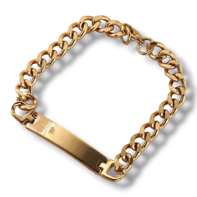 PULSERA ACERO DORADO PARA  GRABAR
