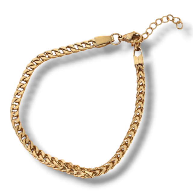 PULSERA ACERO DORADO ENTRELAZADA
