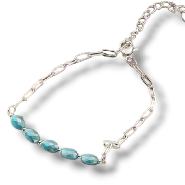 PULSERA ACERO BLANCO COMBINADA CRISTALES OVALADO