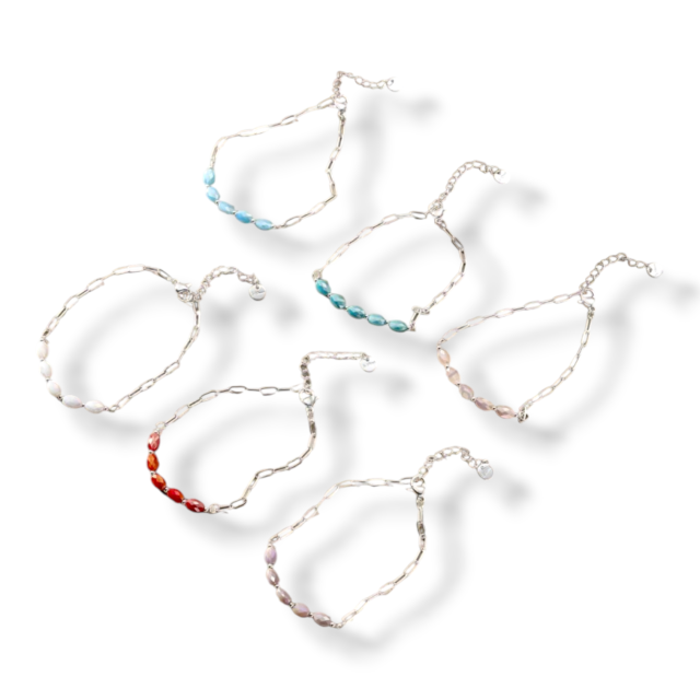 PULSERA ACERO BLANCO COMBINADA CRISTALES OVALADO