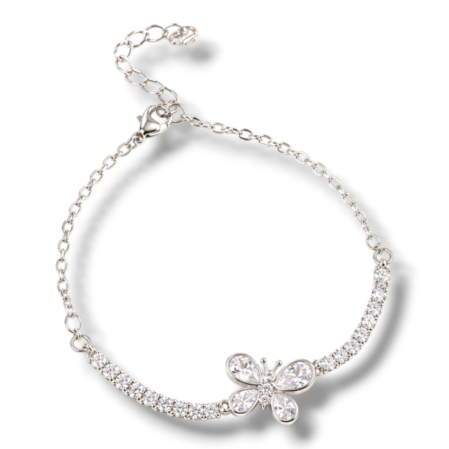 PULSERA ACERO BLANCO MARIPOSA MICROPAVE