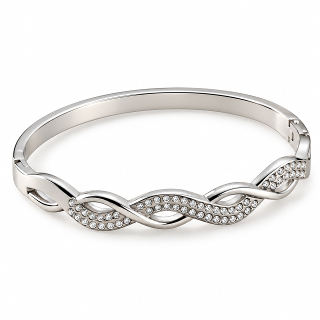 ESCLAVA ACERO TRENZA STRASS