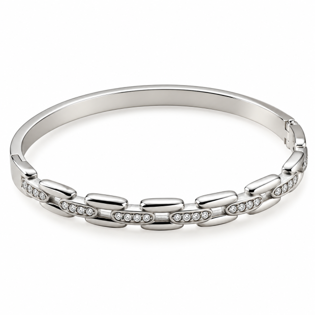 ESCLAVA ACERO ESLABONES STRASS