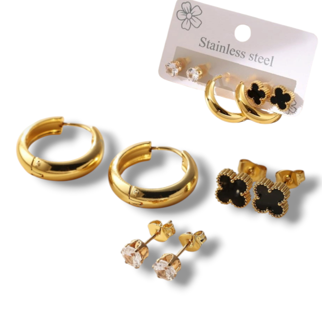 PACK DE AROS x 3 ACERO DORADO VC