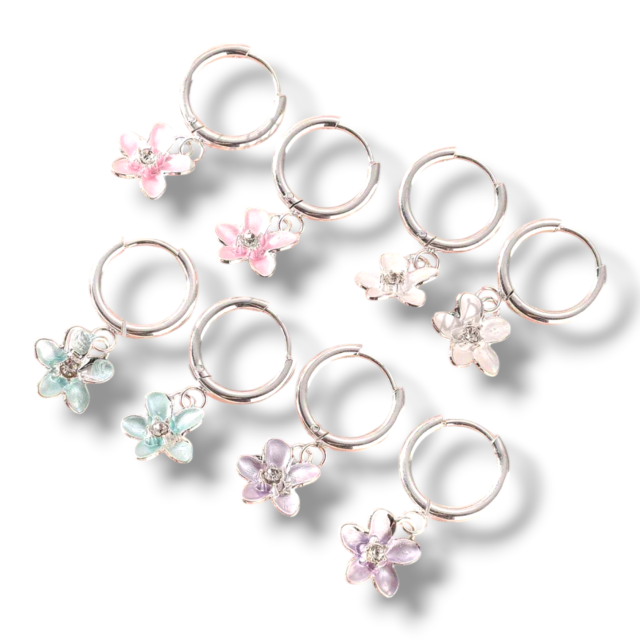 ARO ACERO BLANCO ARGOLLA CLIP DIJE FLOR