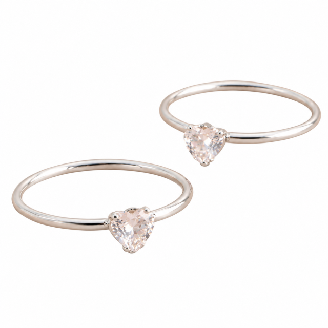 ANILLO ACERO BLANCO CORAZÓN CUBIC