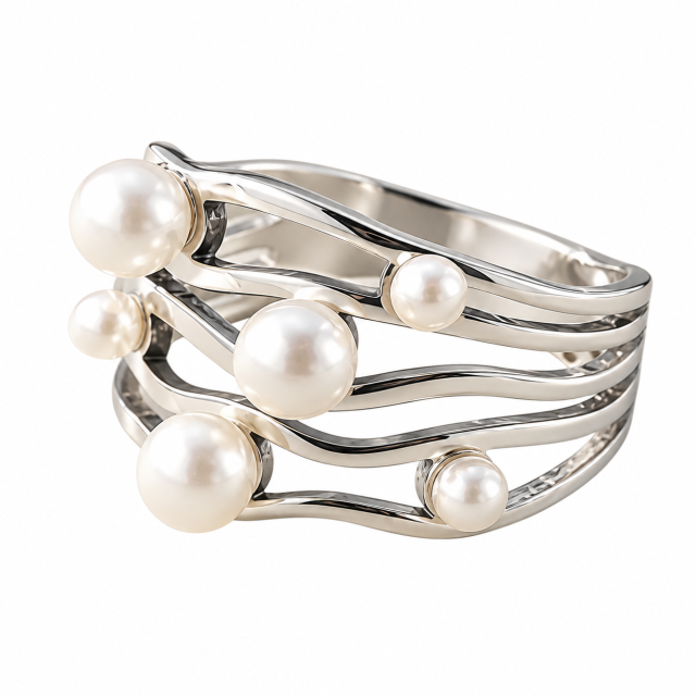 ANILLO ACERO DISEÑO PERLAS