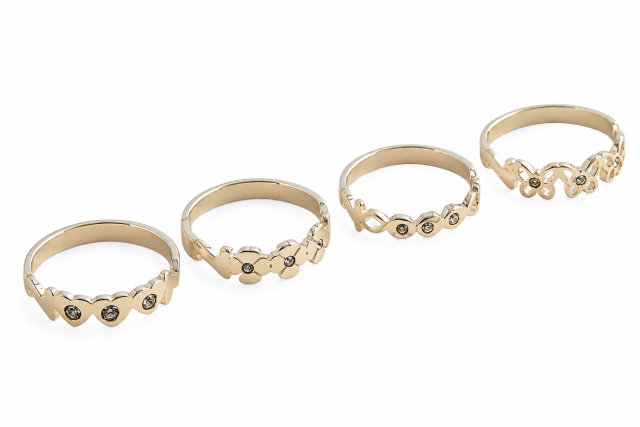 ANILLO ACERO BLANCO FORMAS x4