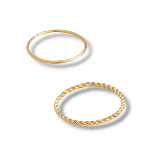 ANILLO ACERO DORADO ALIANZA EXTRA FINA X 2