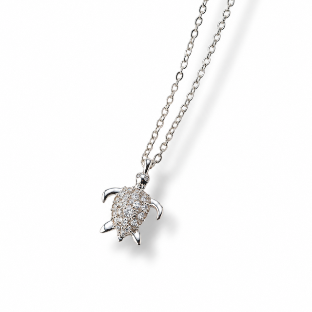 COLLAR ACERO BLANCO DIJE TORTUGA