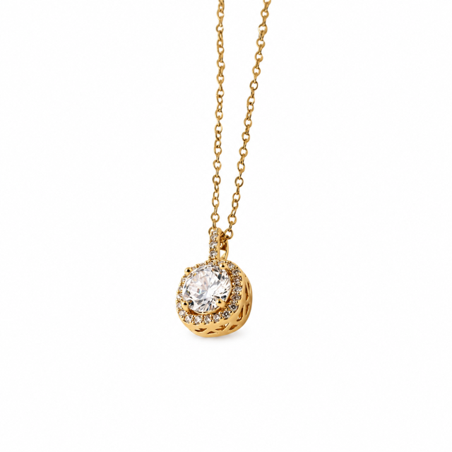 COLLAR ACERP DORADO DIJE CUADRADO MICROPAVE