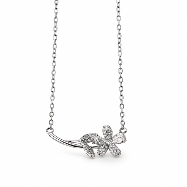COLLAR ACERO DIJE FLOR MICROPAVE 