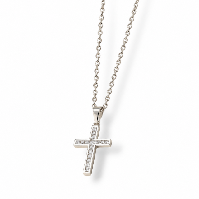 COLLAR ACERO DIJE CRUZ MICROPAVE