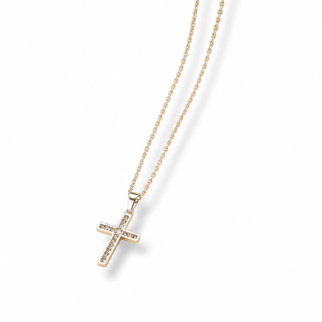 COLLAR ACERO BLANCO DIJE CRUZ MICROPAVE 