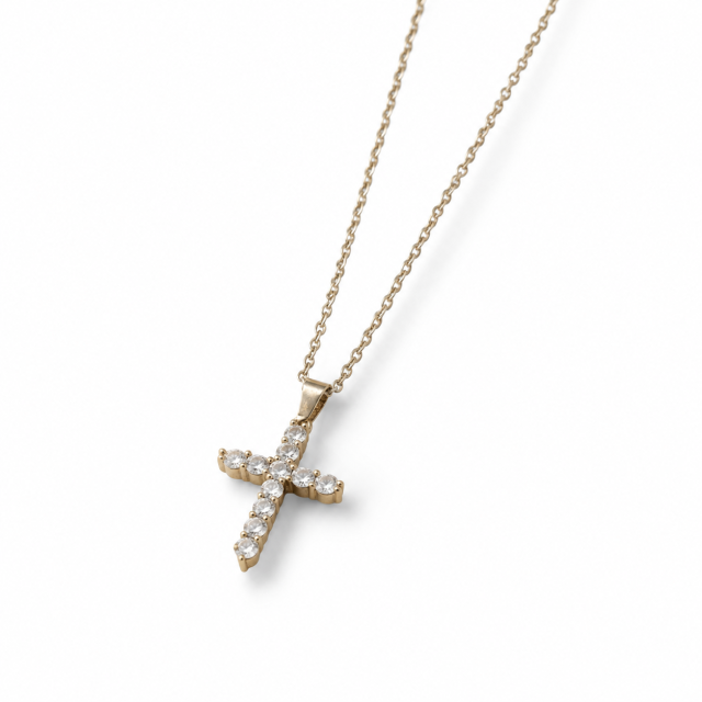 COLLAR ACERO DIJE CRUZ CUBIC