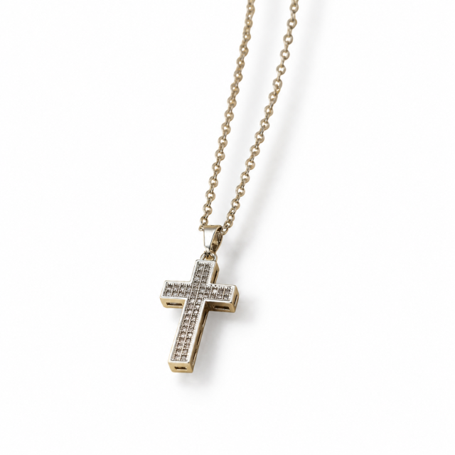 COLLAR ACERO DIJE CRUZ MICROPAVE 
