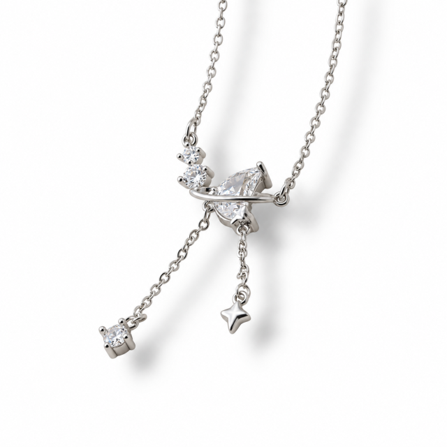 COLLAR ACERO DIJE LUNA ESTRELLAS
