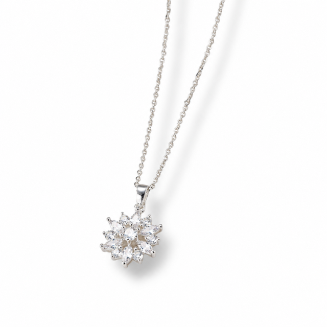 COLLAR ACERO BLANCO DIJE GIRASOL CUBIC