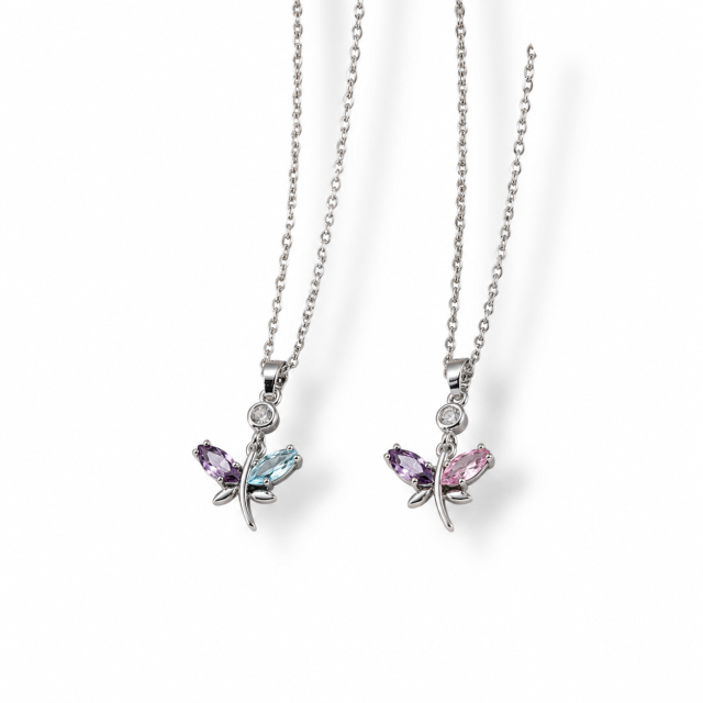 COLLAR ACERO DIIJE LIBÉLULA CRISTAL