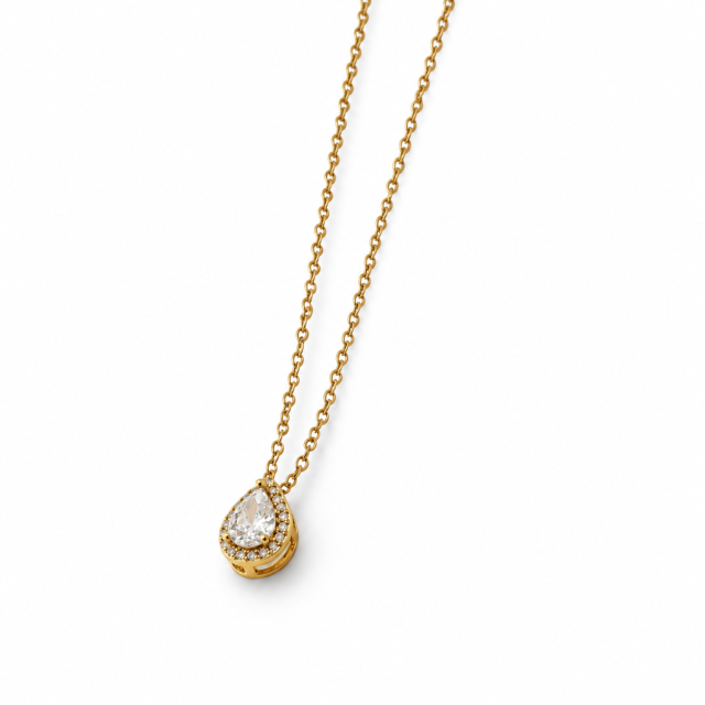 COLLAR ACERO DORADO GOTA MICROPAVE 