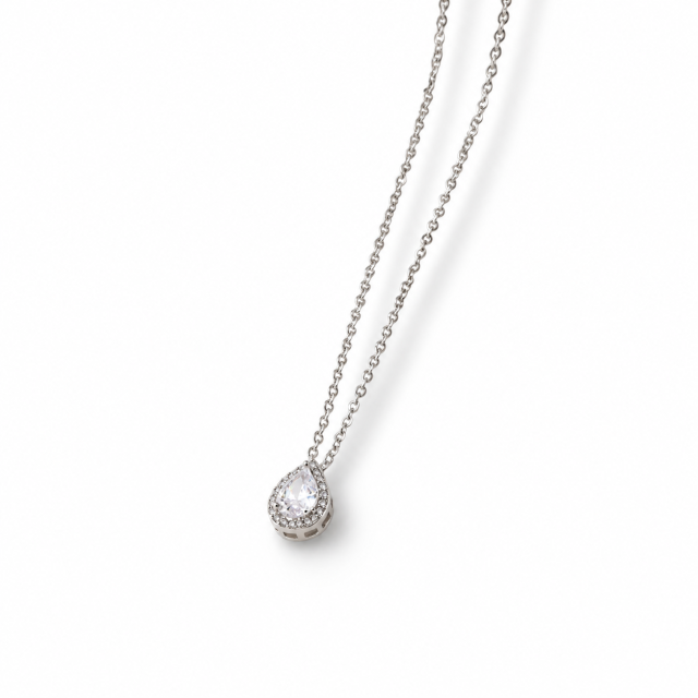 COLLAR ACERO BLANCO DIJE GOTA MICRIOPAPE