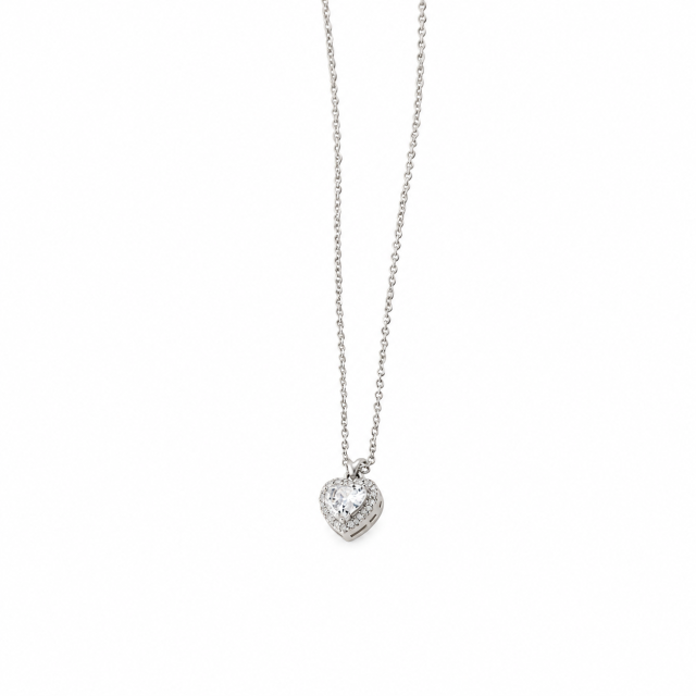 COLLAR ACERO BLANCO CORAZÓN MICROPAVE 