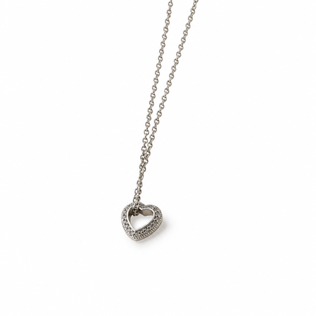COLLAR ACERO CORAZÓN CALADO MICROPAVE